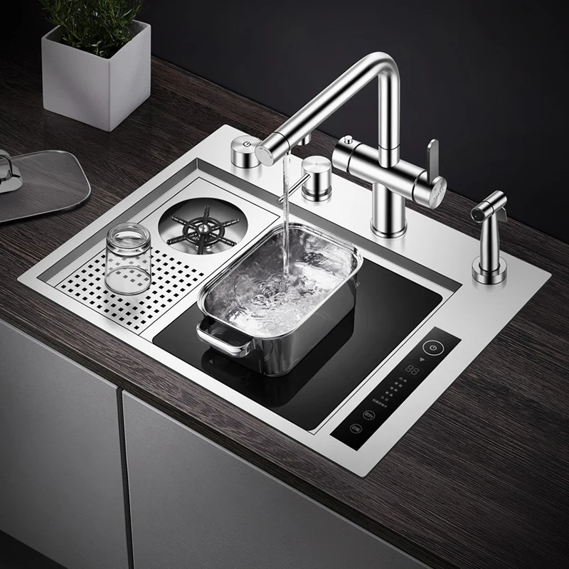

ASRAS Kitchen Sink Nano Kitchen Stainless Steel Single Sink Home Smart Food Purification Sink