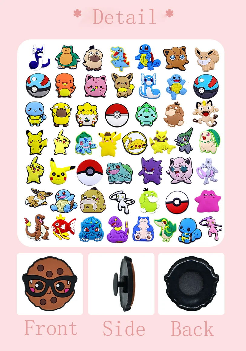 5-200PCS MINISO Pokemon รองเท้า Charms DIY PVC รองเท้ากระเป๋าอุปกรณ์เสริมสําหรับ Pok é mon ผู้ที่ชื่นชอบจี้ตกแต่งเด็กของขวัญ