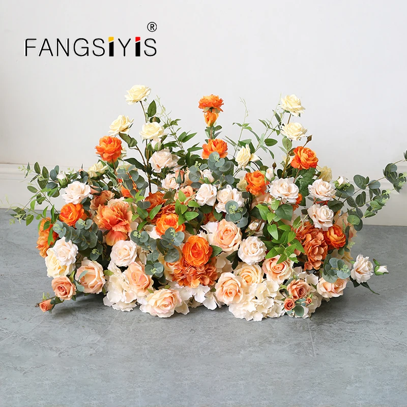 

Orange Rose Hydrangea Wedding Backdrop Decoration Flower Row Birthday Party Stage showcase Floor Floral Arrangement flowers prop