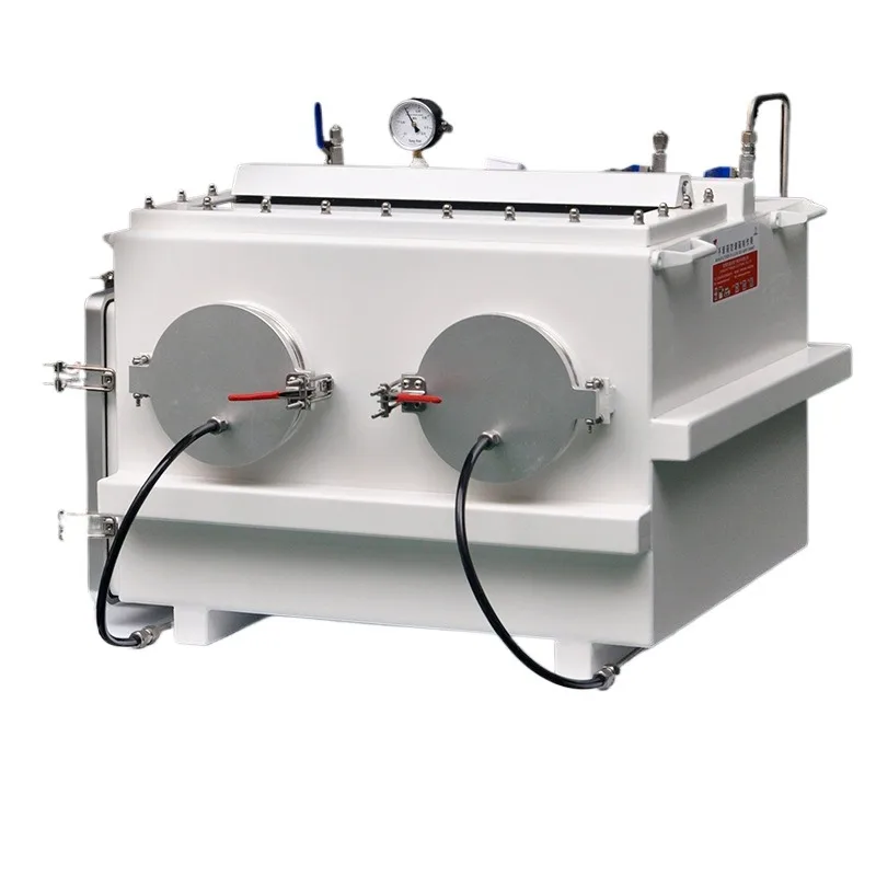 Anhydrous and anaerobic glove box for food packaging, vacuum stainless steel operation box