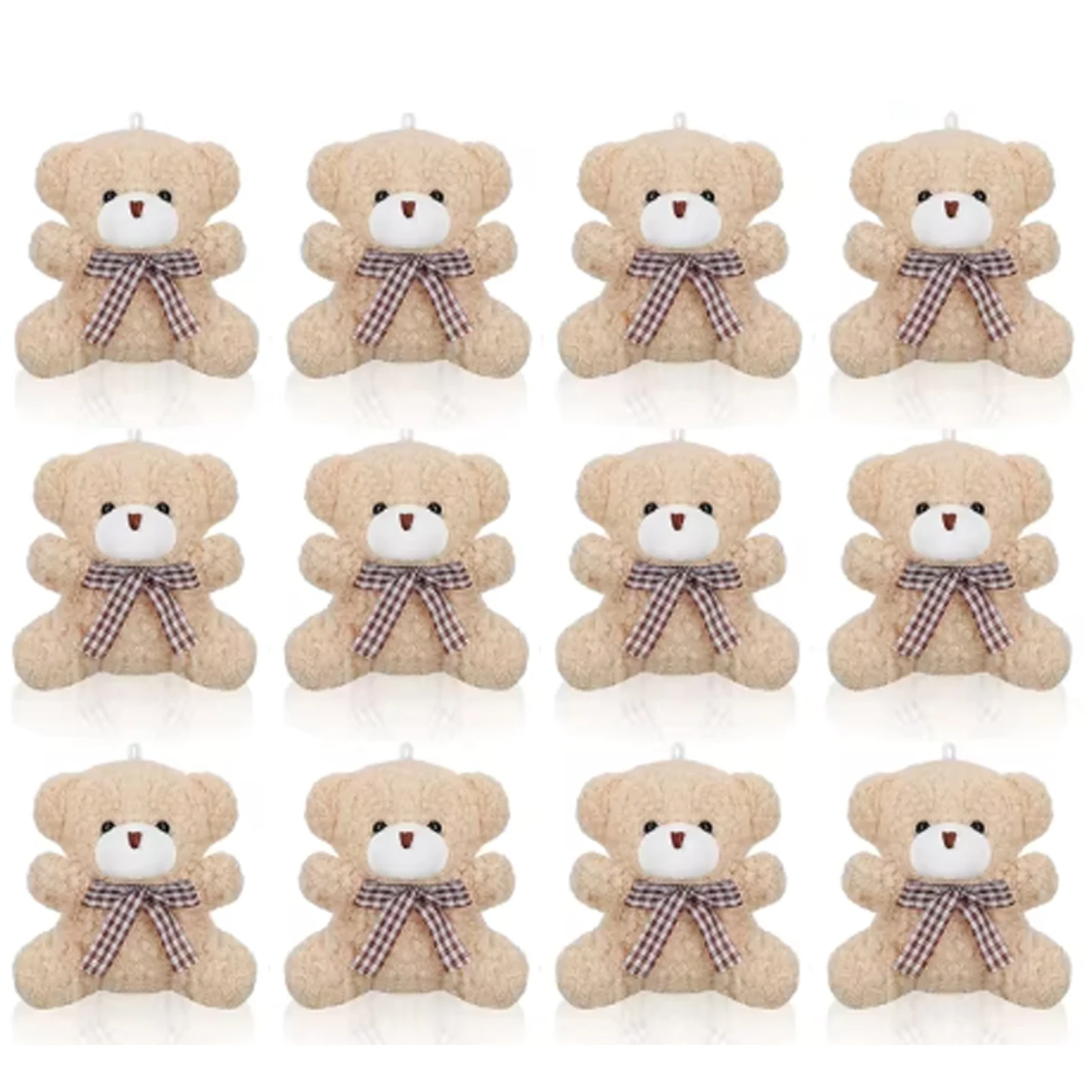 12pcs 곰 베이비 샤워 게스트를위한 호의 미니 장난감 곰 열쇠 고리 감사합니다 태그 Organza 가방 베이비 샤워 선물 생일 파티