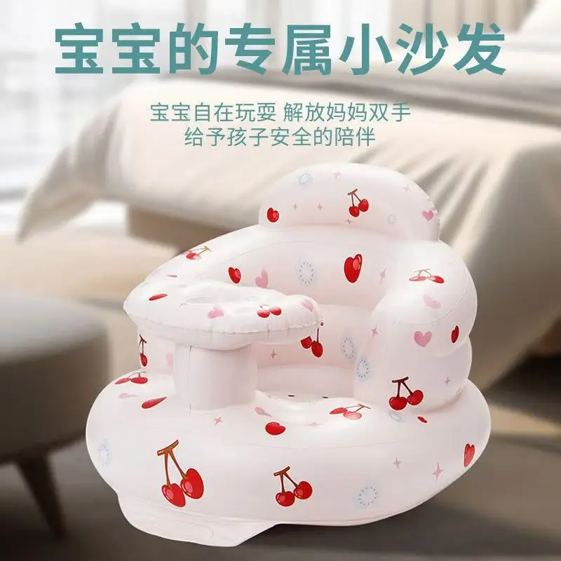 Portable Baby Bath Chair Inflatable Puff Sofa for Toddlers PVC Bathtub Seat Multifunctional Training Stool for Sitting Practice