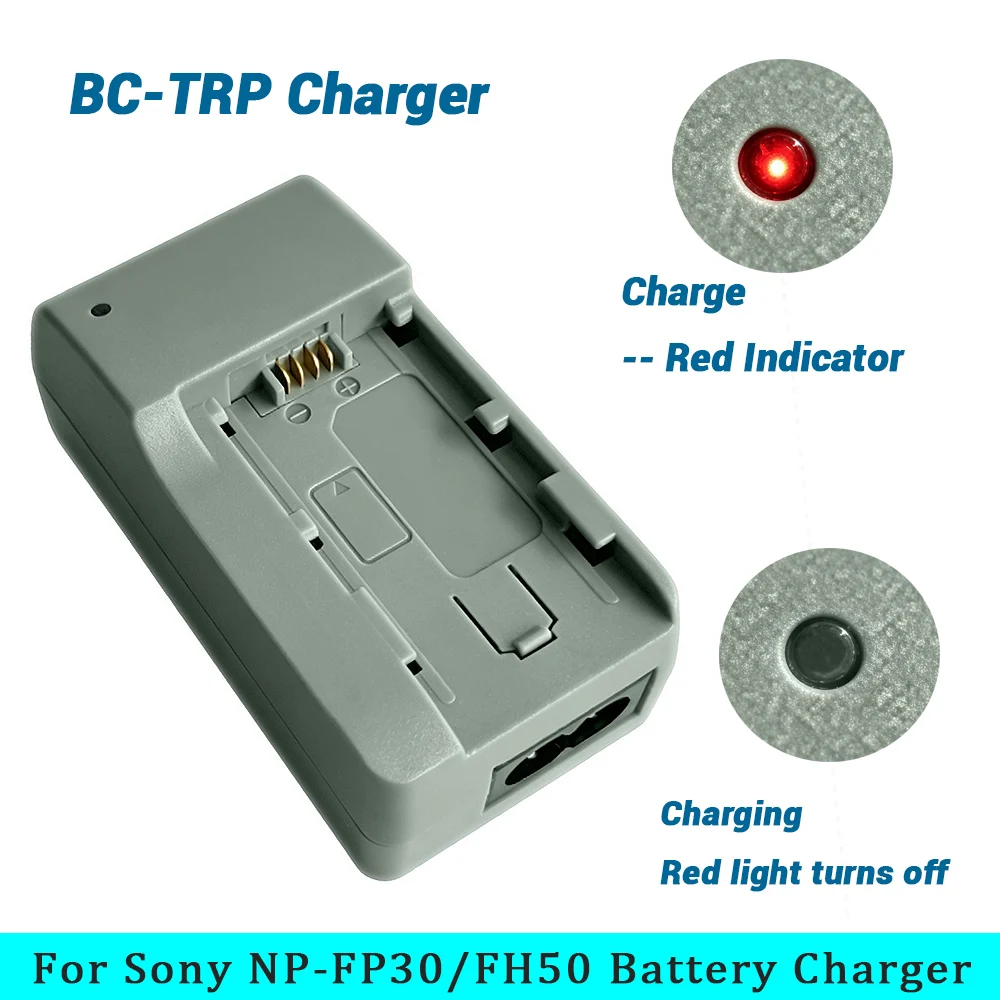 BC-TRP Camera Battery Charger for Sony NP-FP30,FP50,FP51,FP60,FP70,FP71,FP90,FH30,FH40,FH50,FH60,FV50,FV70,FH100 Lithium Battery