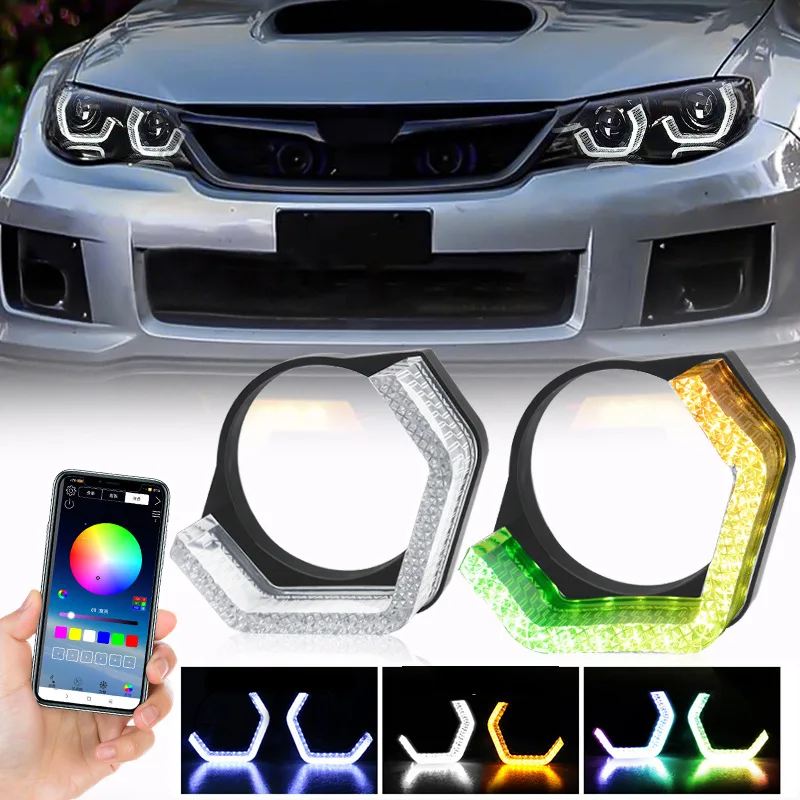 

2.5/3" 5D Symphony Led Angel Eyes Headlight RGB LED Halo Ring Light APP Control DRL Daytime Running Light With Turn Signal Light