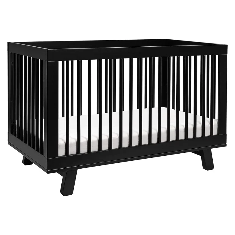 Hudson 3-in-1 Convertible Crib with Toddler Bed Conversion Kit in Black, Greenguard Gold Certified