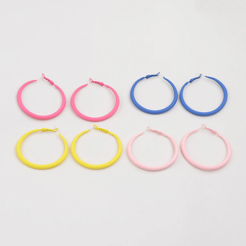 Big Round Hoop Earrings for Women Trendy Simple Hyperbole Candy Color Geometric Circle Huggie Loop Jewelry Brincos Bijoux Gift