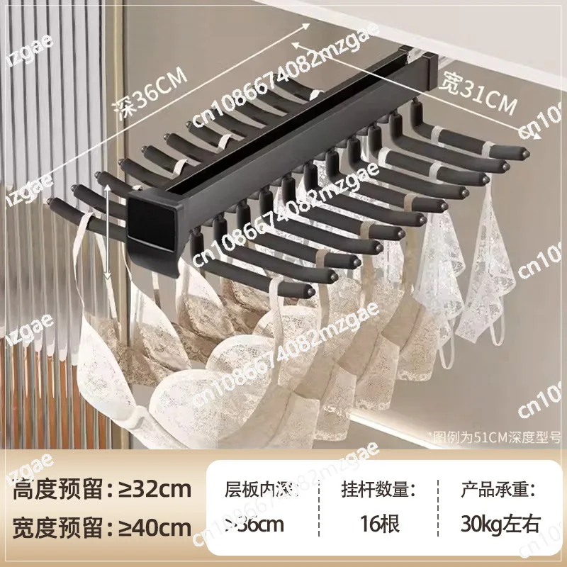 رف سراويل قابل للسحب بصف مزدوج، حاجز منزلق تلسكوبي مثبت على الأعلى، رف السراويل، خزانة الملابس، الملابس الداخلية، تخزين متعدد الوظائف #6