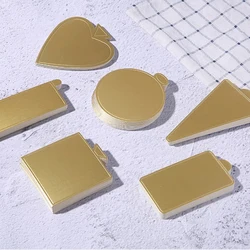 100PCS Mini Cake Boards Golden Cardboard Mousse Cake Base Round Square Rectangle Dessert Display Plates Pastry Decorating Tools