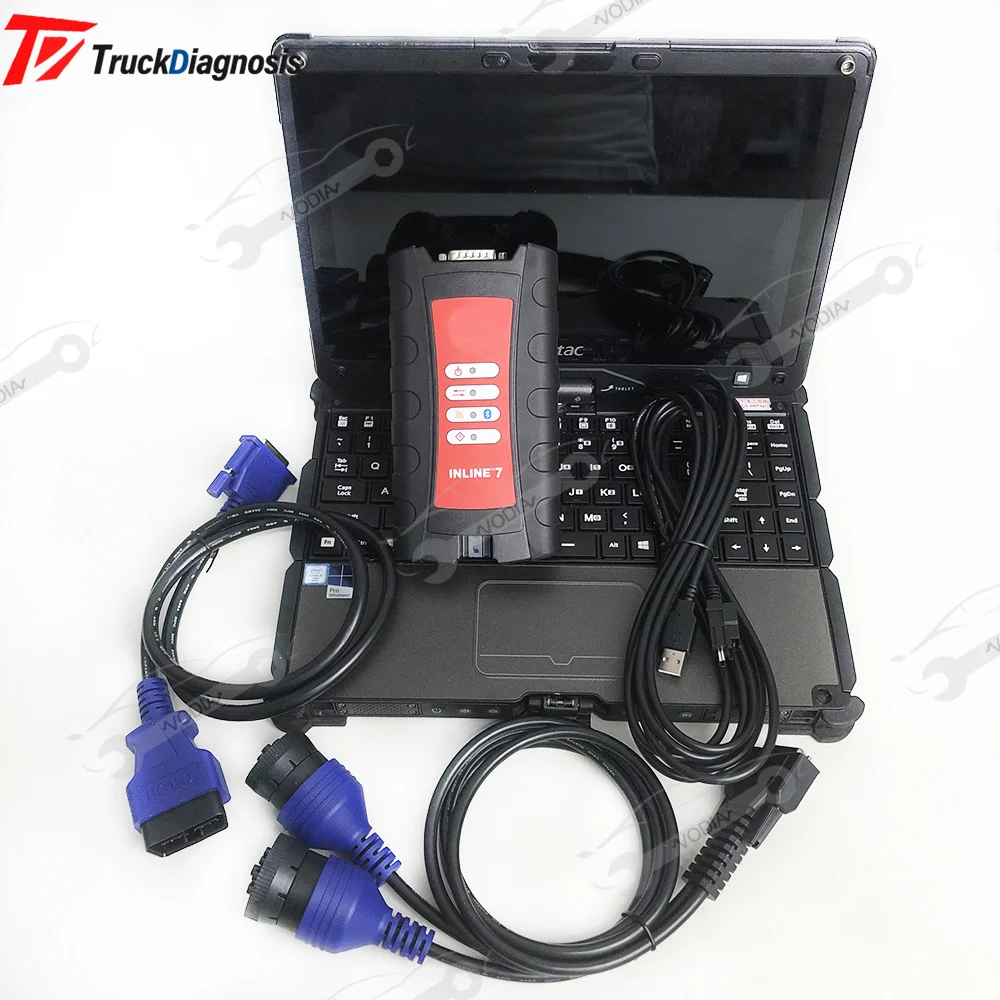 

v110 Laptop For cums INLINE 7 Data Link Adapter Heavy duty insite INLINE7 OBD 2 Scanner j1939 j1708 cable engine Diagnostic Tool