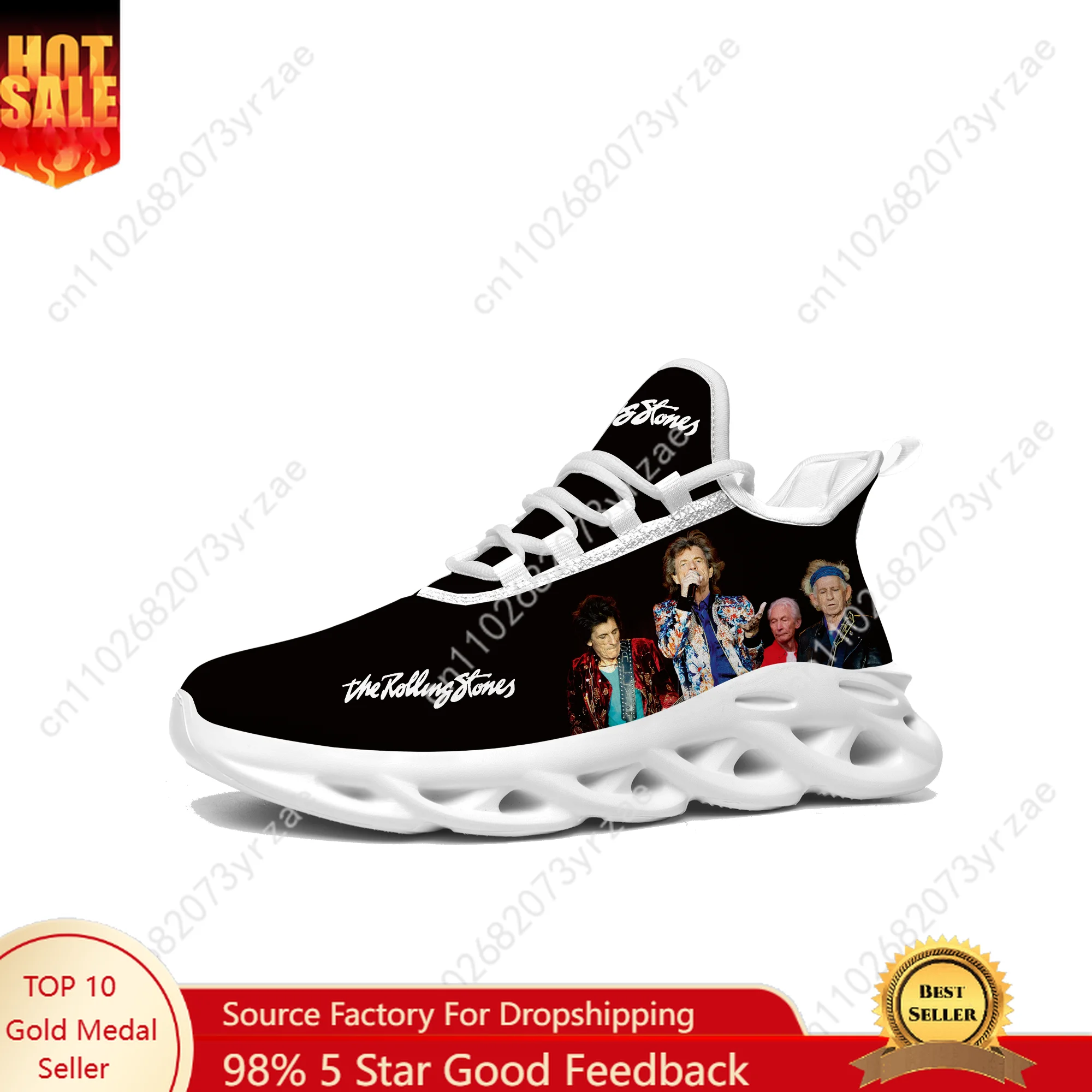 The Rolling Stones Flat Sneaker Lace Mesh Shoes Mens Womens Sports Shoe High Quality Comfortable Sneakers Custom Made Footwe