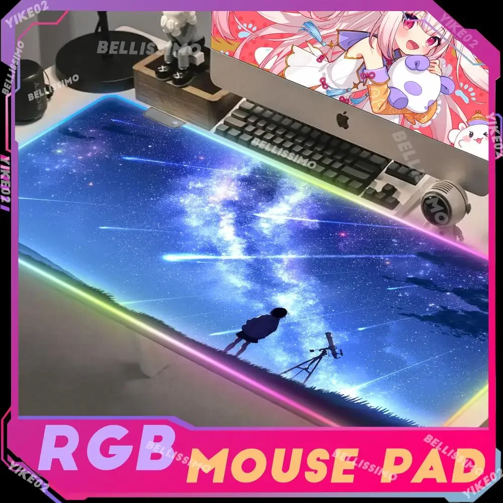 

Trendy and cool Starry Sky Large RGB Mouse Mat Desk Mat Gaming Mousepad Big Luminous Desk Pad Gamer Backlit Mouse Pad Mousepads