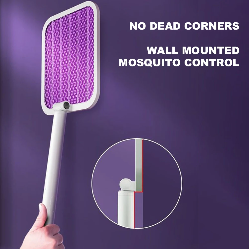 Folding Electric Fly Swatter USB Charging Mosquito Repellent Zapper 1200mAh Mosquito Racket Insect Killer for Home Bedroom