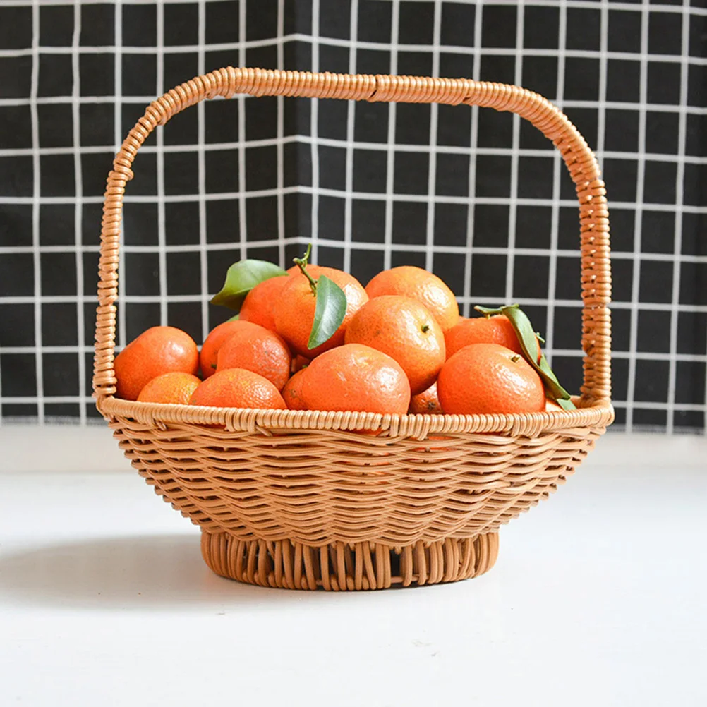 

Rattan Storage Woven Plastic Fruit Vegetable Rattan Plastic Basket Kitchen Garden Handmade Container Baskets