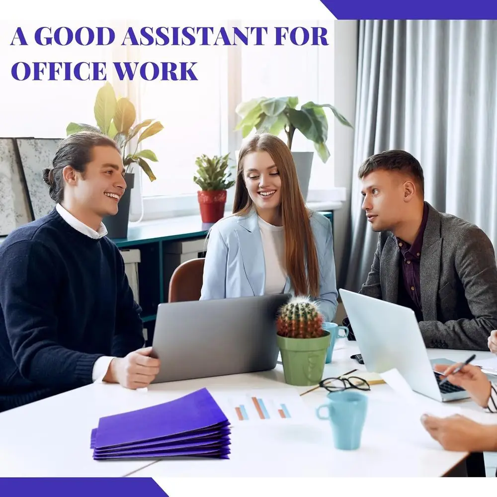 منظمات الملفات الموسعة باللون الأرجواني مع مشابك لثائق حجم الحروف، مثالية للمعلمين والرجال والمكاتب ودونات الكنيسة