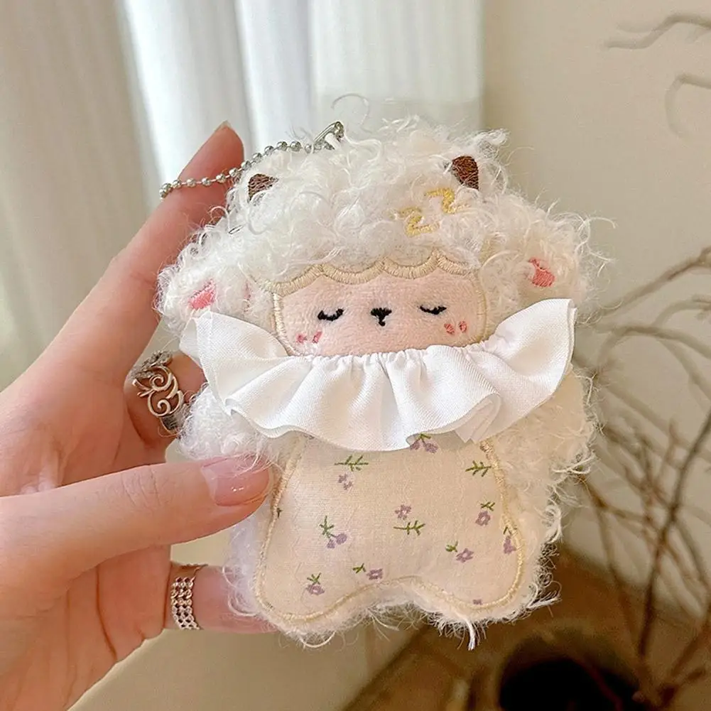 Cute Curly Sheep Keychain Sleeping Lamb Pendant Fashion Bag Charm For Backpack Key Decor For Students Girls Gifts