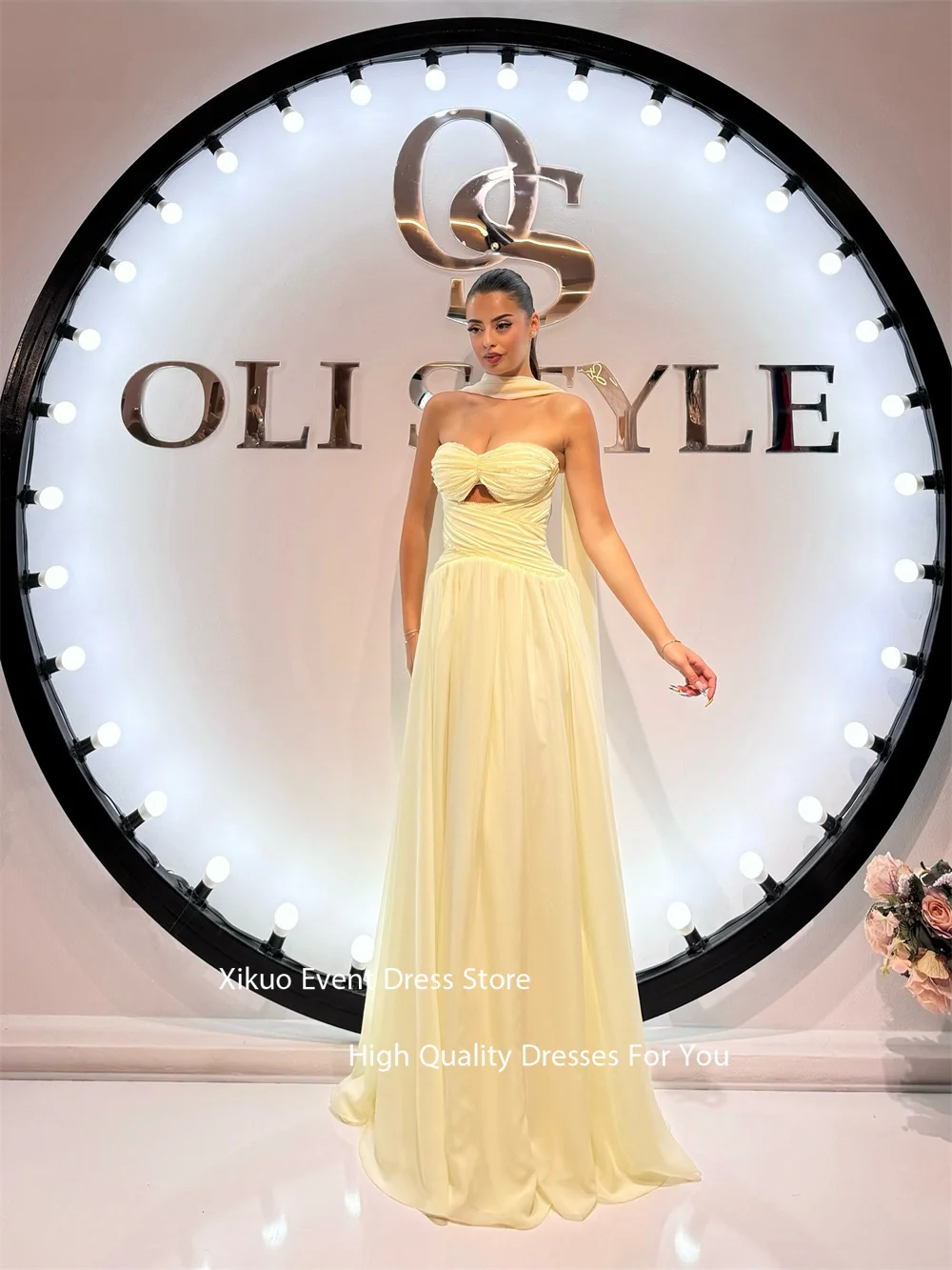 Xikuo カットアウトシフォンイブニングドレス バックレス スイートハート ベスティドス デ ガラ ロング Aライン ユニーク ブリン プロムドレス カスタマイズ