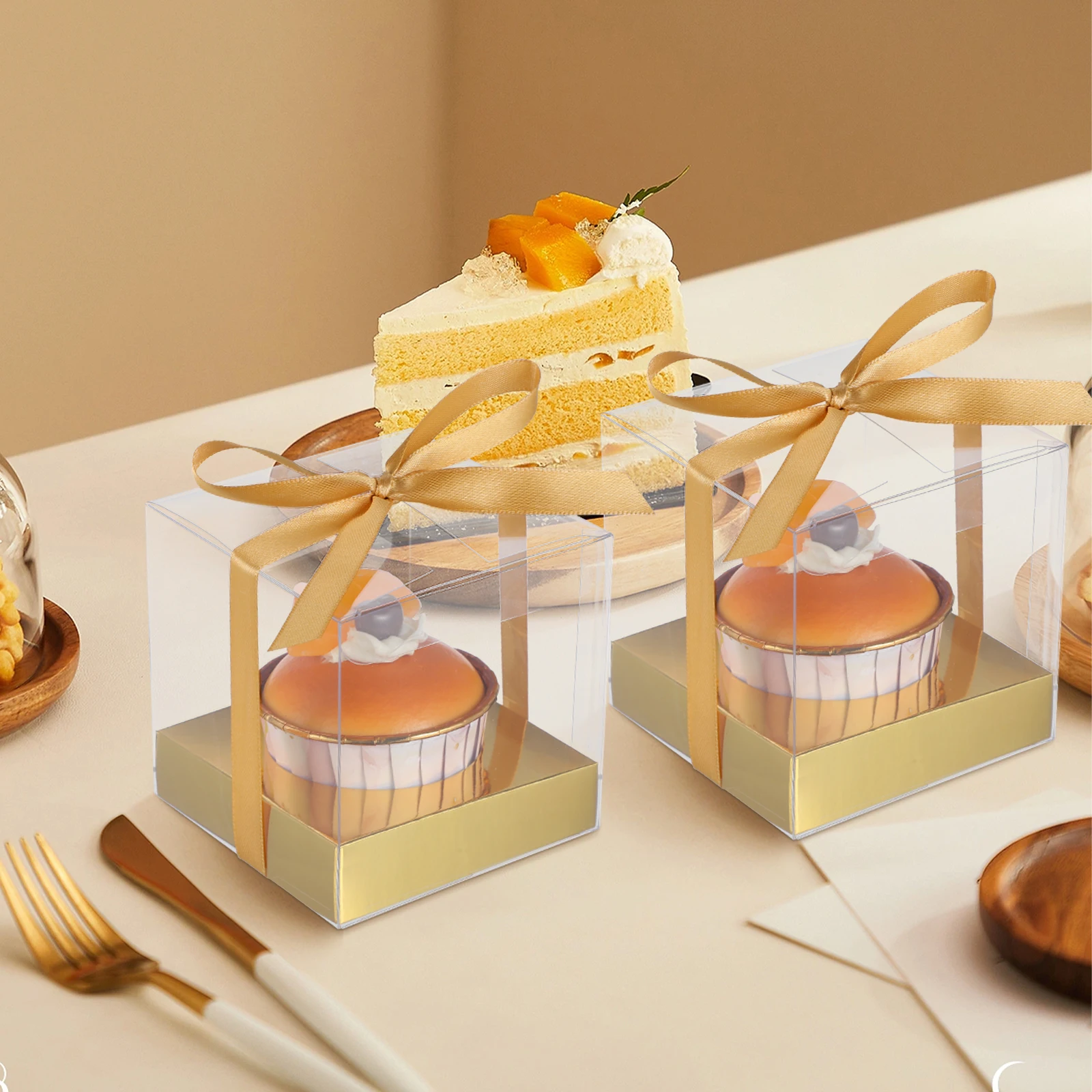 

12pcs Cake Packaging Boxes Clear Transparent Food Crisper for Bakery Cupcakes Wedding Birthday Party Dessert Takeaway Box