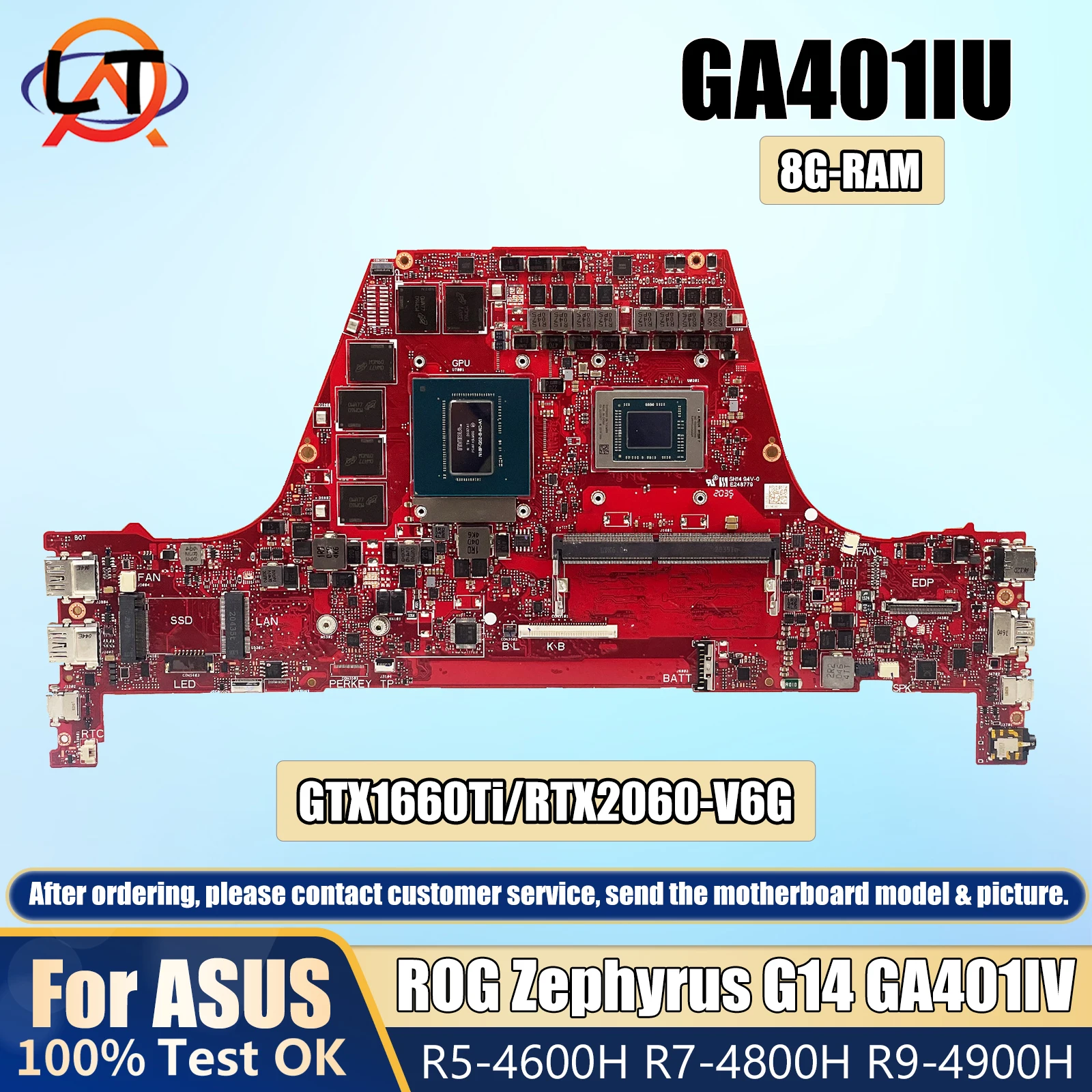 GA401I Mainboard For ASUS ROG Zephyrus G14 GA401IV GA401IU GA401IVC Laptop Motherboard CPU With R5 R7 R9 GTX1660Ti/V6G