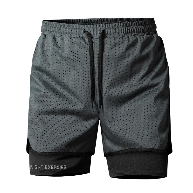 CHRLCK Men's Breathable Running Shorts Summer Quick Drying Trousers Male Ice Silk Gym Fitness Jogging Short Outdoor Sport Boys