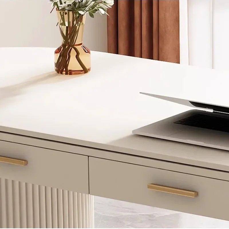 طاولة ورشة عمل مكتب أوتوماتيكي على شكل حرف L تعديل ارتفاع الألعاب كرسي أبيض مساعد ملحقات دراسة المكتب التنفيذي الحركة