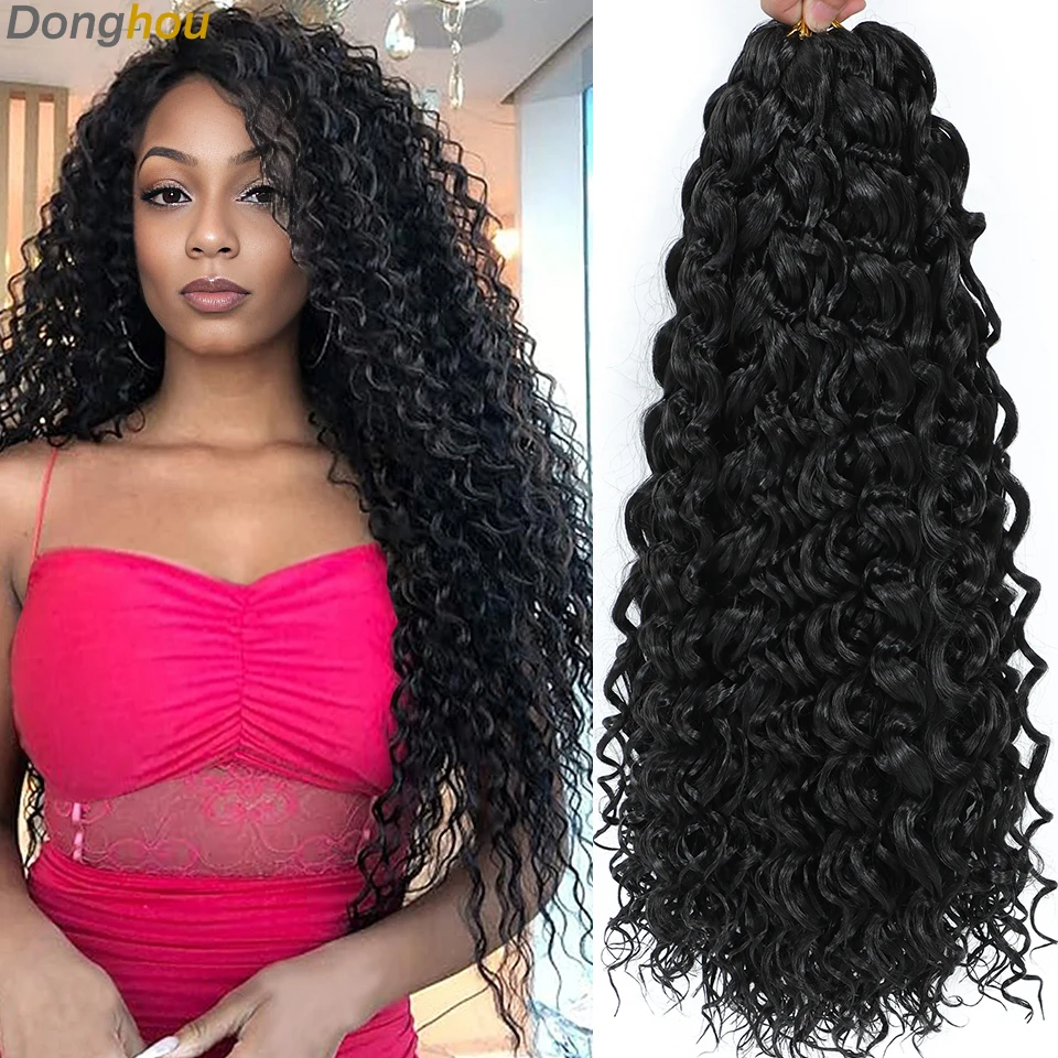 18 Inch Ombre Brown Gogo Curl Crochet Hair Ocean Wave Crochet Hair Deep Twist Curly Water Wave Synthetic Braiding Hair for Women