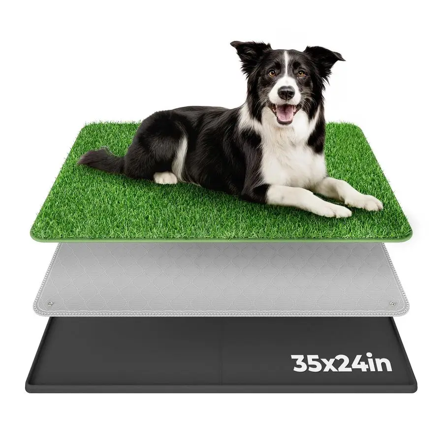 

Пеленка для собак BurgeonNest с поддоном 35x24, включает многоразовый искусственный газон для туалета для собак, ультраабсорбирующая, моющаяся, для сбора мочи.