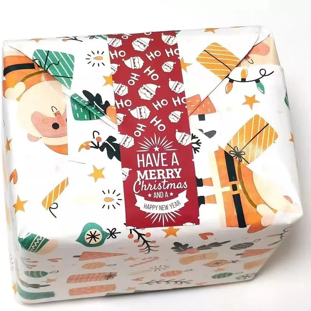 30-90 шт. милые наклейки с Рождеством 3*9 см красный рождественский подарок декоративные уплотнительные наклейки упаковочная коробка этикетка рождественские бирки