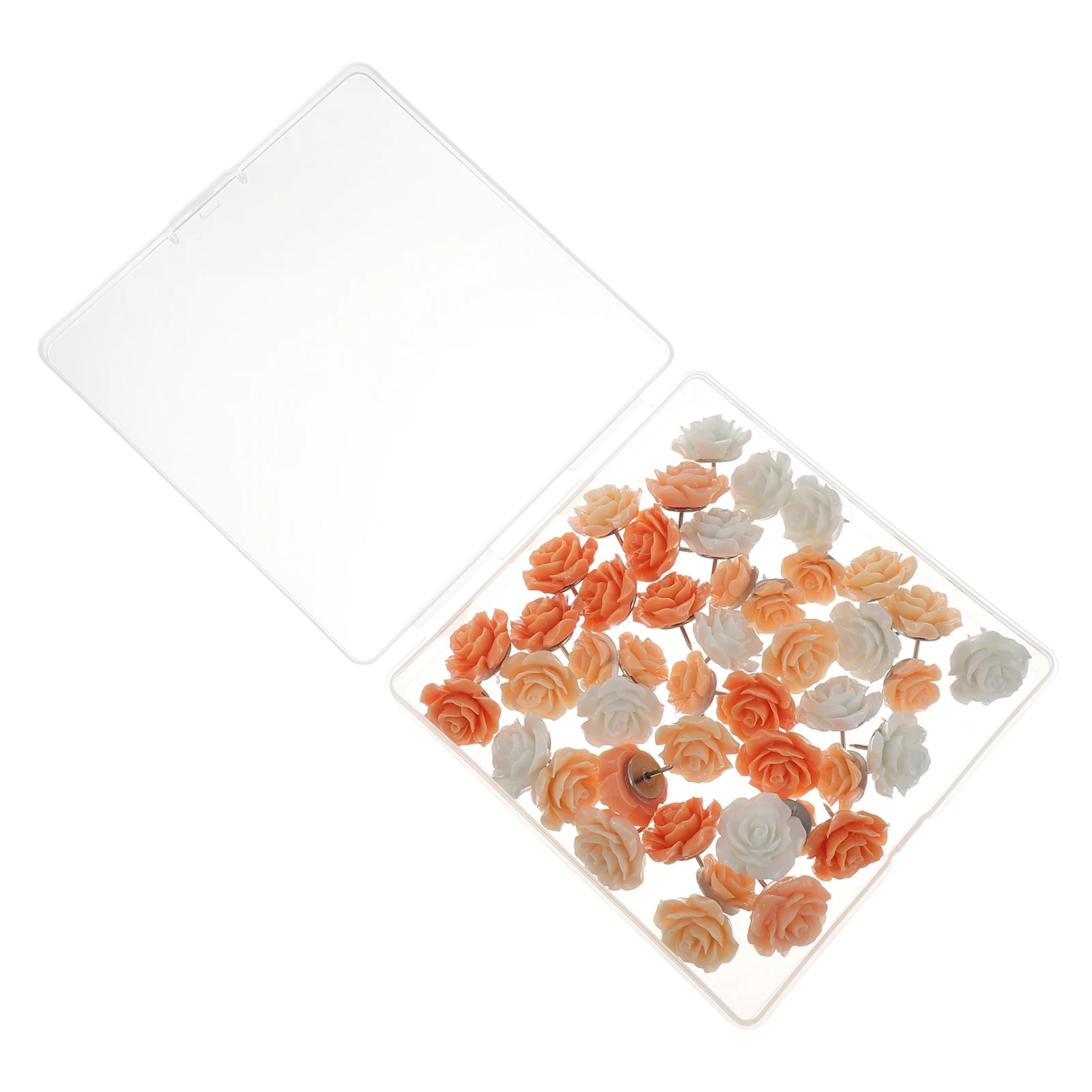 

40 PCS Colored Pushpins Rose Flower Thumb Tack Floral Decorative Thumbtacks Pink