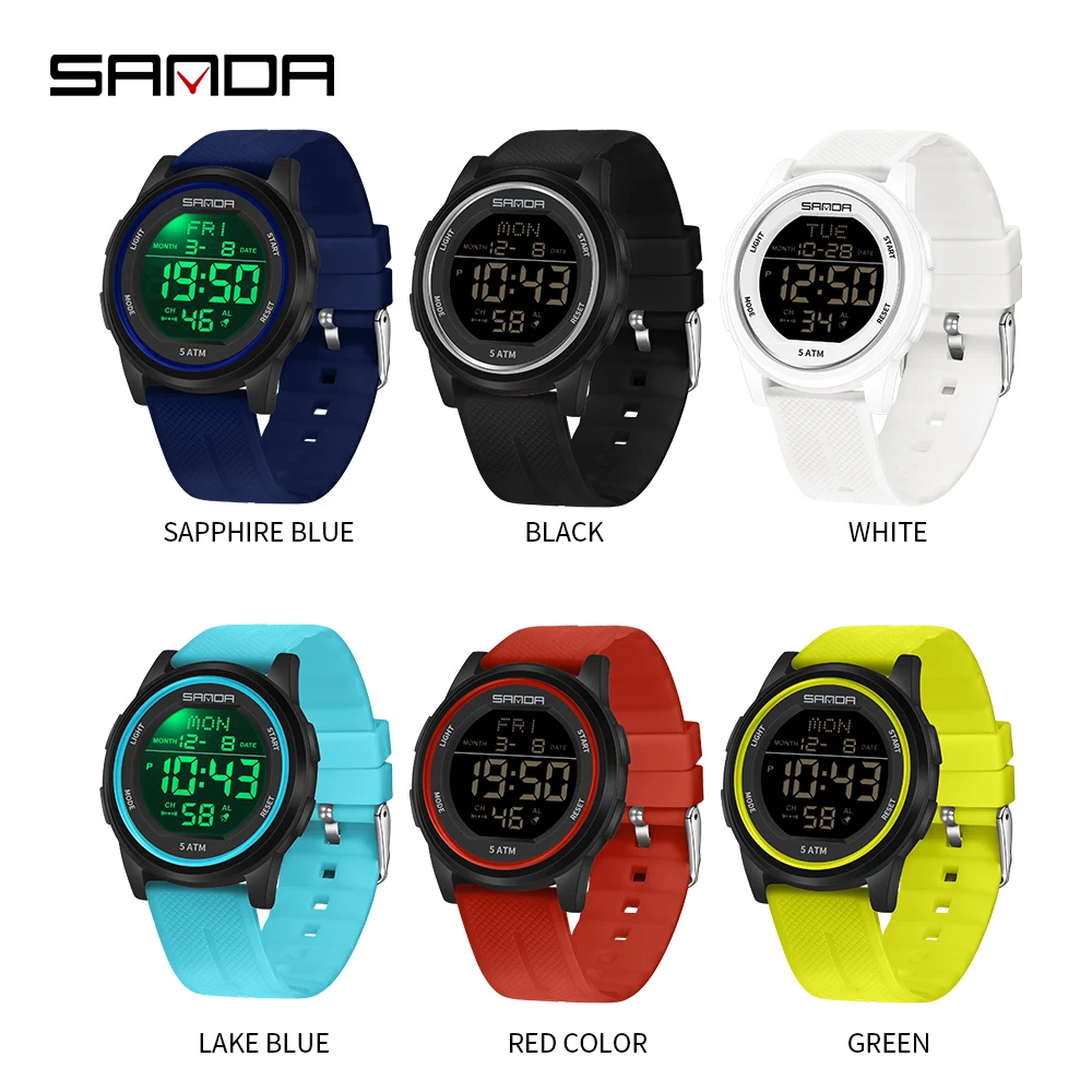 Fashion Sanda Top Brand Luxury Men\'s Sports Electronic Waterproof Chronograph Stopwatch Multifunctional Led Digital Alarm Watch