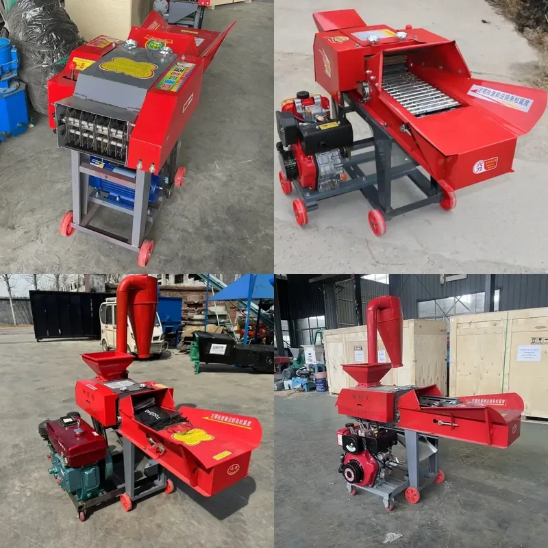 Three-in-One Crop Straw Guillotine Machine Grain Milling Machine Diesel Engine Guillotine Kneading Mill for Agricultural Use