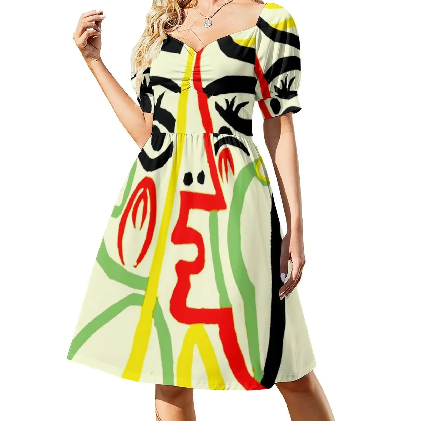 

TETE DE FEMME : Fantasy Abstract Painting Print Short-Sleeved Dress party dress women elegant luxury dresses women summer 2025