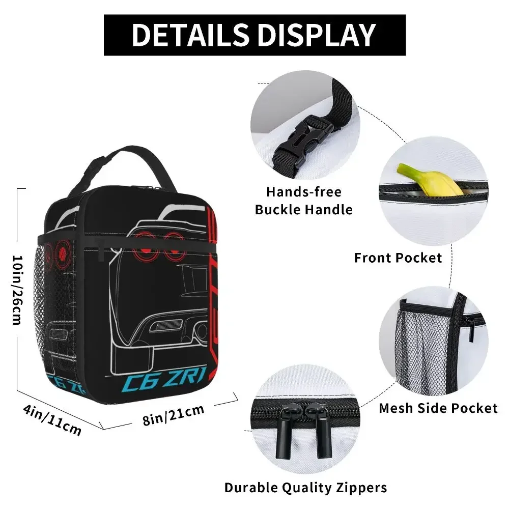 Corvette C6 ZR1 Sportscar Thermal Insulated Lunch Bag Travel Portable Lunch Container Cooler Thermal Lunch Box