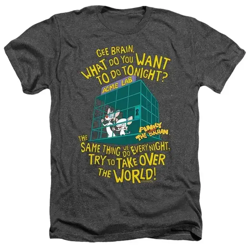 PINKY AND THE BRAIN WORLD Licensed Adult Men's Heather T shirt SM 3XL