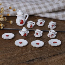 1:12 Dollhouse tableware kitchen miniature 15pcs porcelain tea cup set