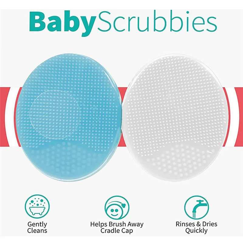 Exfoliating and Massaging Cradle Cap Bath Brushes for Baby,Blue and White, 2 Pack