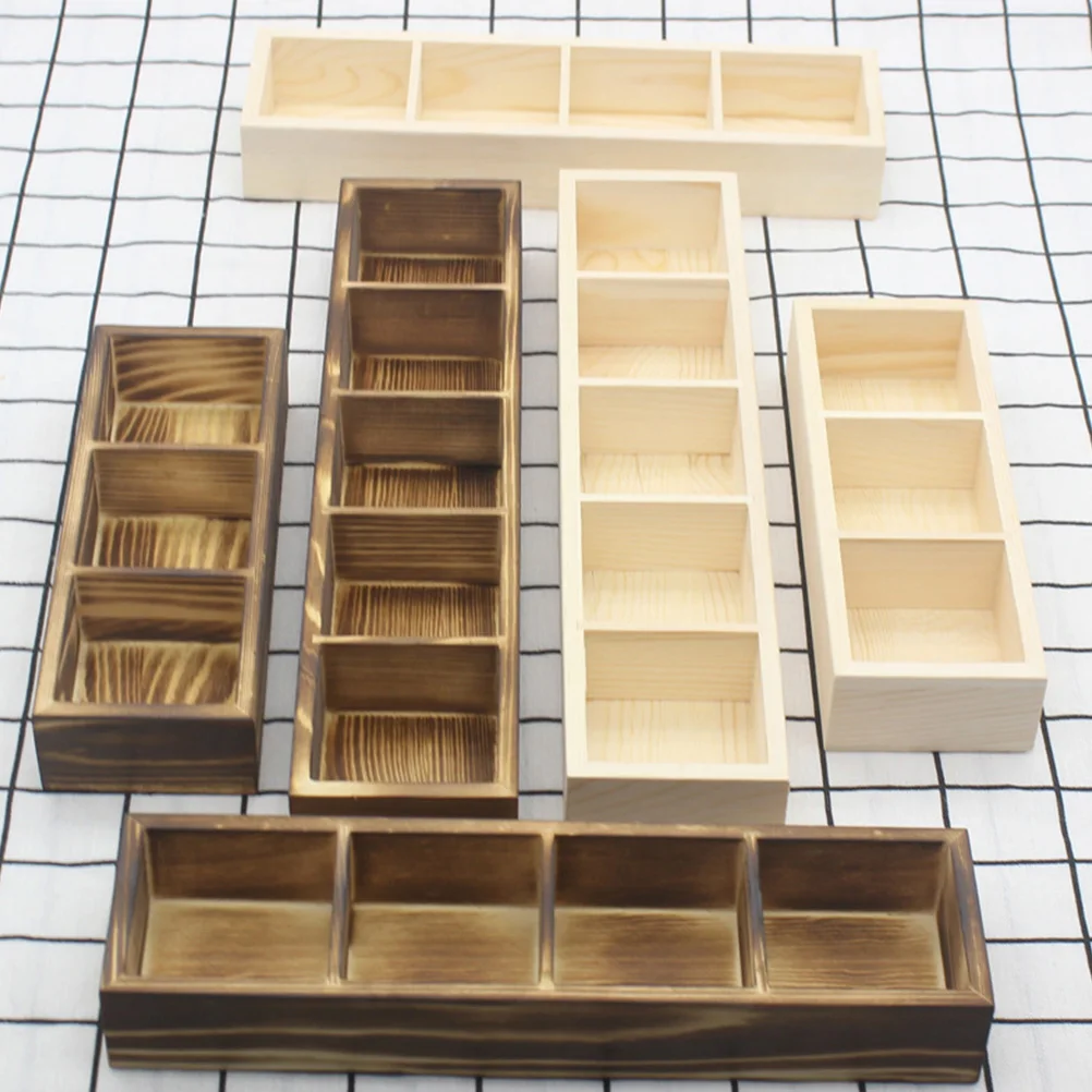

Wooden Storage Box 3 Compartments Tea Bag Organizer Coffee Bag Holder Smooth Surface Retro Style Small Containers