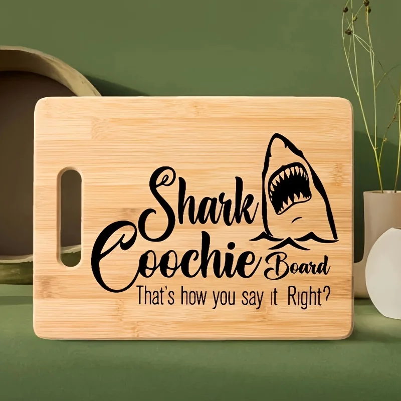 Bamboo Great Shark Engraved Cutting Board - Humorous Kitchen Decor, Perfect Housewarming Gifts，Outdoor camping, dinner party