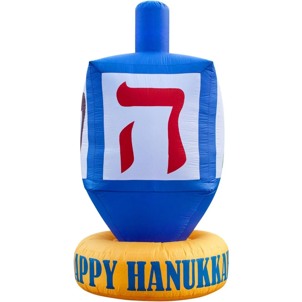 ديكور ساحة هانوكا دريديل العملاق بطول 8 أقدام - ديكور خارجي من شانوكاه مع مصابيح LED ومروحة