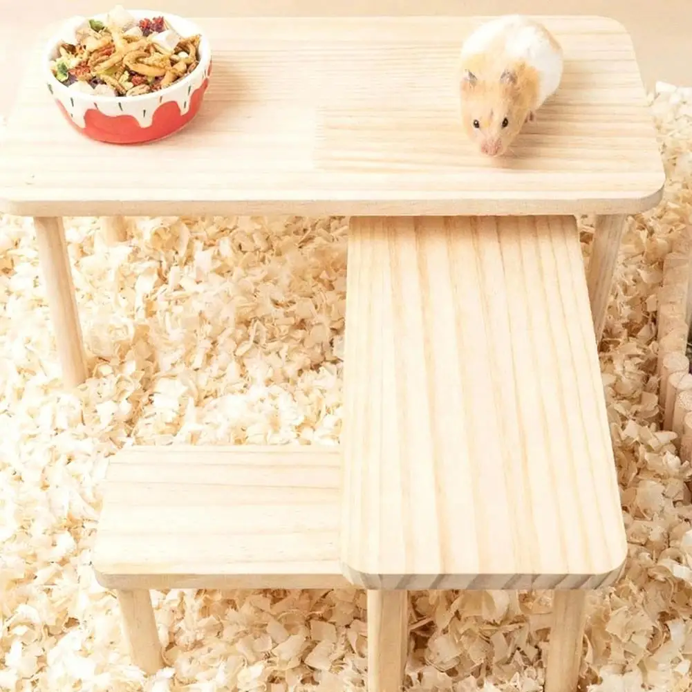 Plataforma de madera para hamster, accesorios para jaula de mascotas pequeñas, juguete para hamster, parque infantil, plataforma para escalar, R2K5