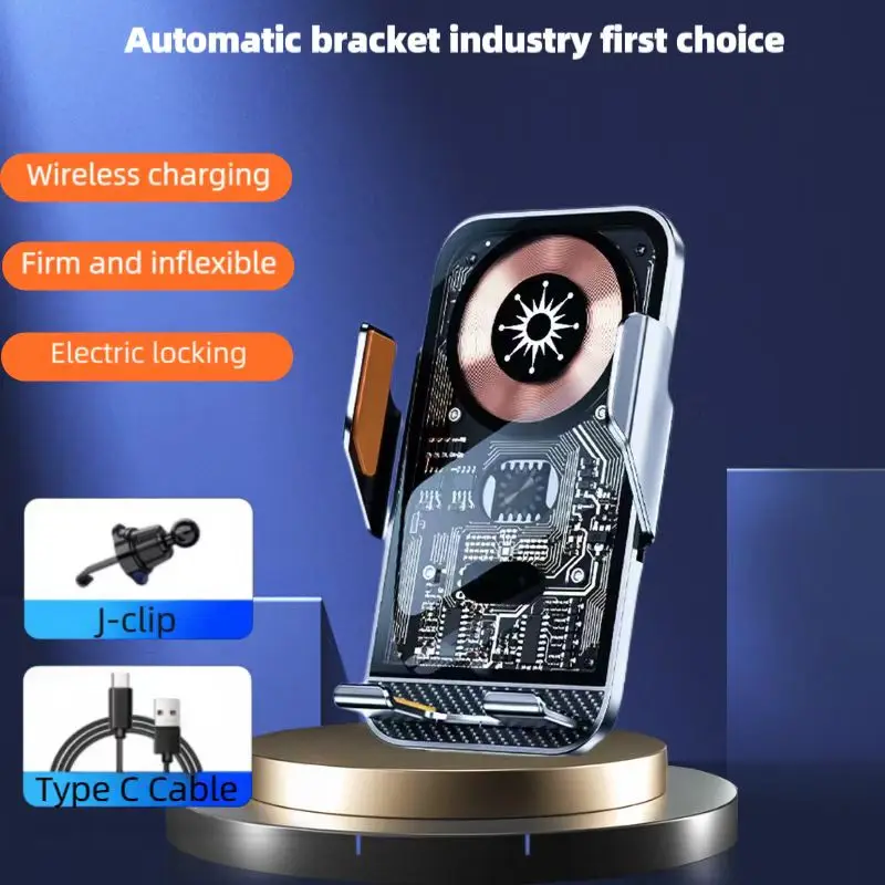 

Wireless Car Charger Fast Charging Auto Clamping 15W Smart Dual Control Wireless Charger Car Phone Holder for iPhone Android