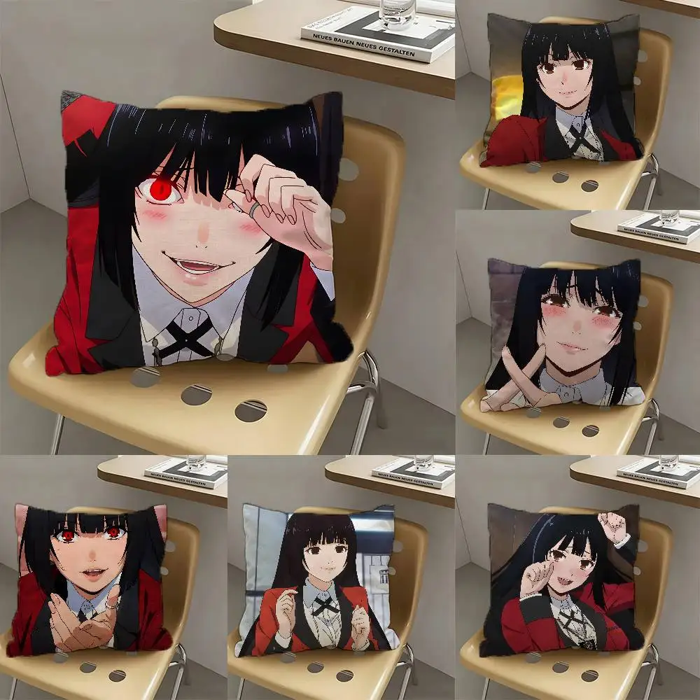 1 Stück Yumeko Jabami Anime-Charaktere Kissenbezug, Modischer Quadratischer Kissenbezug für Schlafzimmer, Sofa, Zimmer, Ins-Dekoration, Freizeit