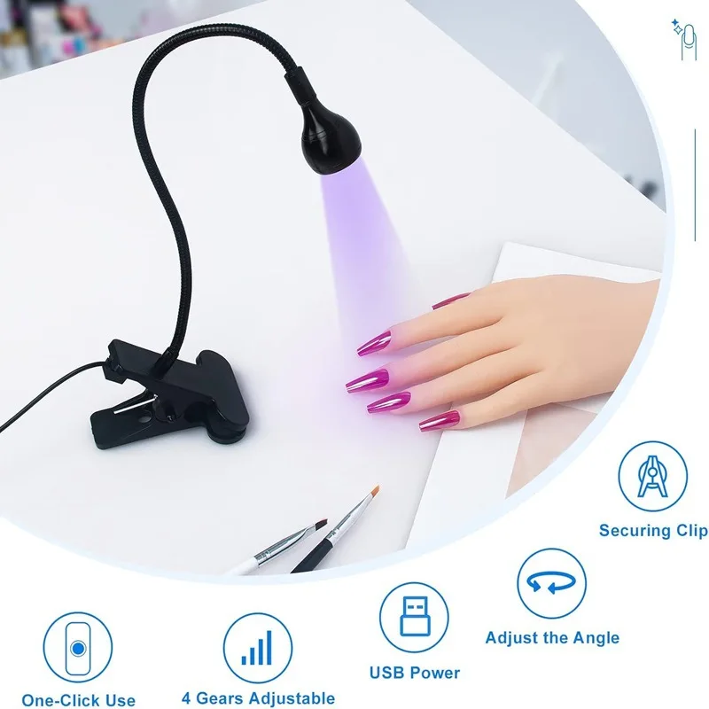 UV Nail lamp Nail Dryer Light 395nm Wavelength Clip-on Desk Mini USB For Gel Nails ongle Manicure Salon Tools