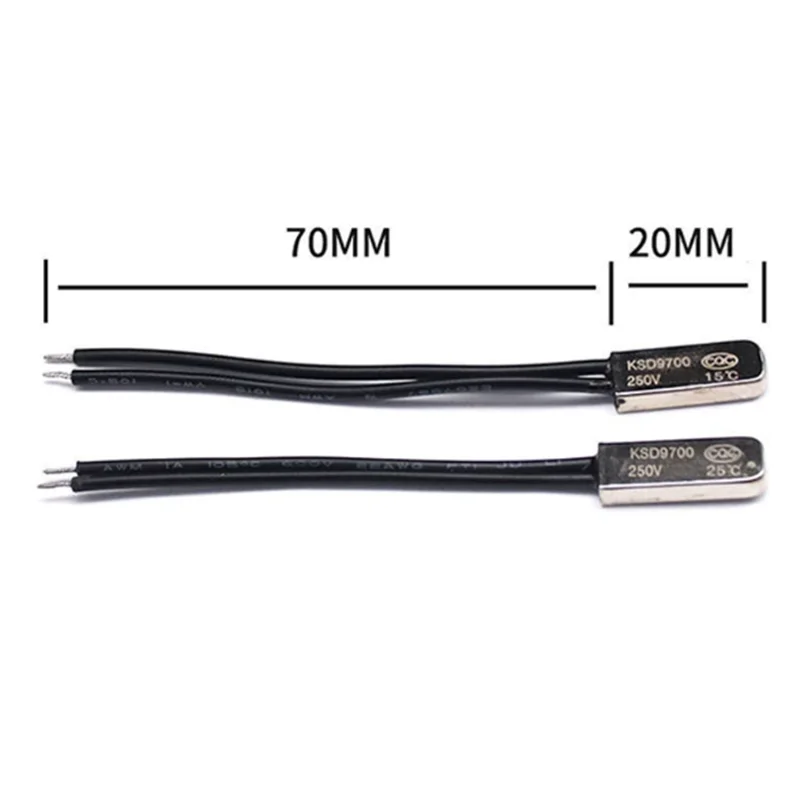 2Pcs/lot KSD9700 5A250V 40-140 Degree Celsius Normally Closed Open Bimetal Disc Temperature Switch Thermostat Thermal Protector