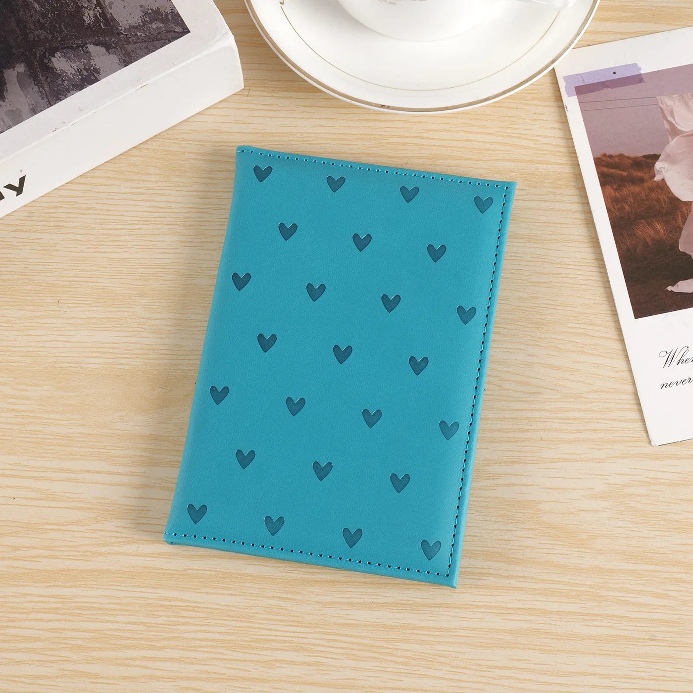Cute Heart Print Passport Cover Travel Wallet for Women PU Leather Passport Holder Document Protector Case Travel Accessories