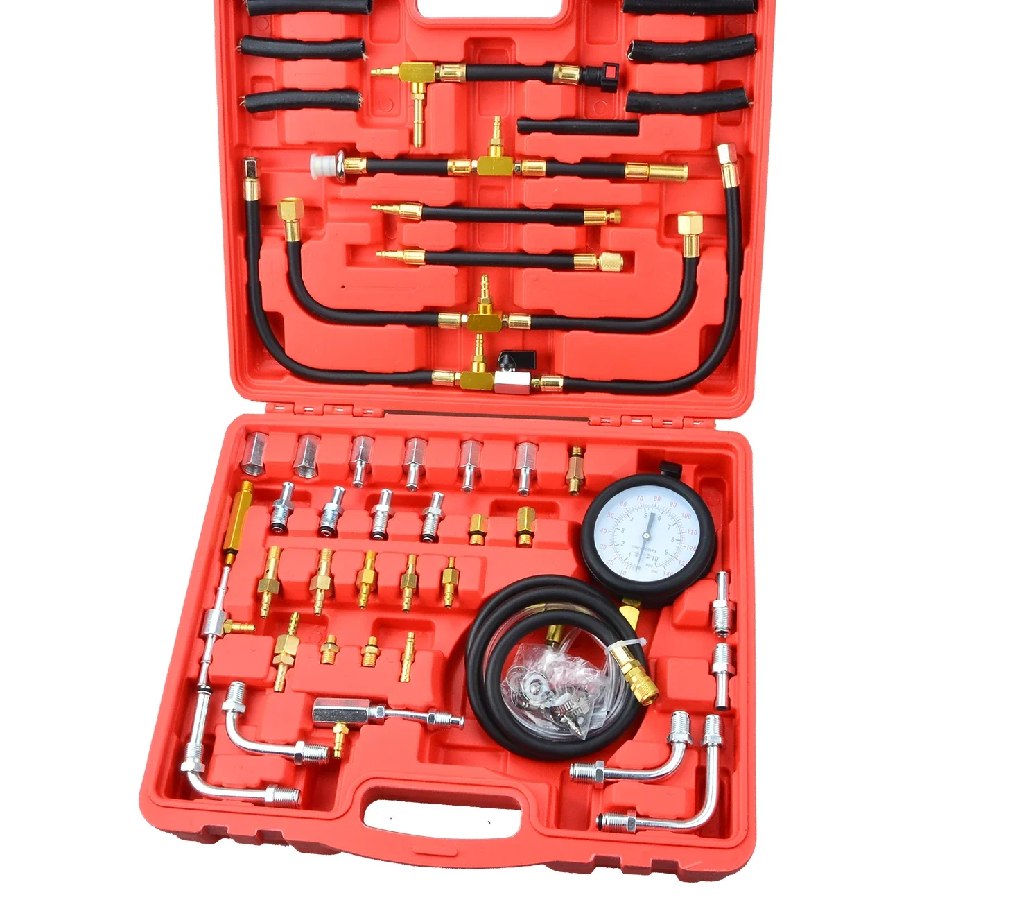 

0-140psi Car Fuel Injection Gauge Pressure Tester Test Kit Auto System Pump Tool Set