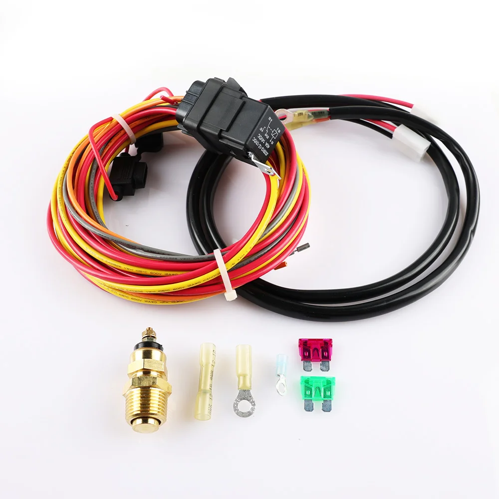 Dual Electric Cooling Fan Wire Install Harness Kit 185 Degree On 165 Off Thermostat 50 AMP Relay