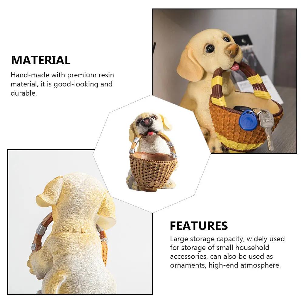 

1pc Dog Shaped Storage Box Resin Craft For Home Office Desk Decor Large Capacity Candy Sundries Holder Desktop Adornment Key