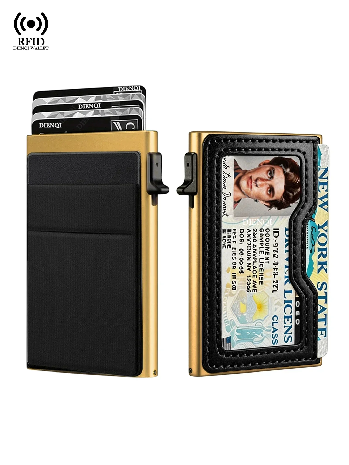 Geldbeutel Kartenetui Geldklammer Schlanker Minimalistischer Pop-Up-Kartenhalter RFID-Smart-Wallets ID-Fenster Mini-Taschen Luxus-Geldbörse Herren – Detail 10