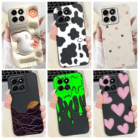 For Honor X6B Funda Huawei Case Love Heart Rabbit Shockproof Liquid Silicone Back Cover For HonorX6b JDY-LX1 Soft Matte Silicone