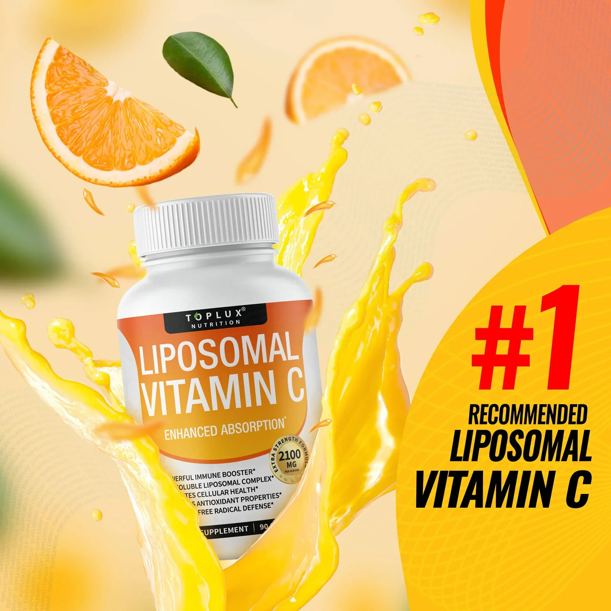 

Liposomal Vitamin C 2100mg - Skin & Joints, Enhance Immunity - Ascorbic Acid, Immune Support, Skin Health